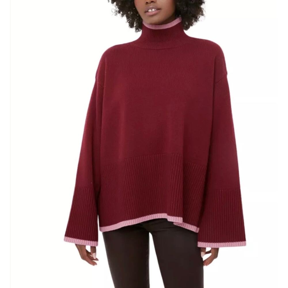Tuckernuck Burgundy and Pink Women's Sweater 100% wool